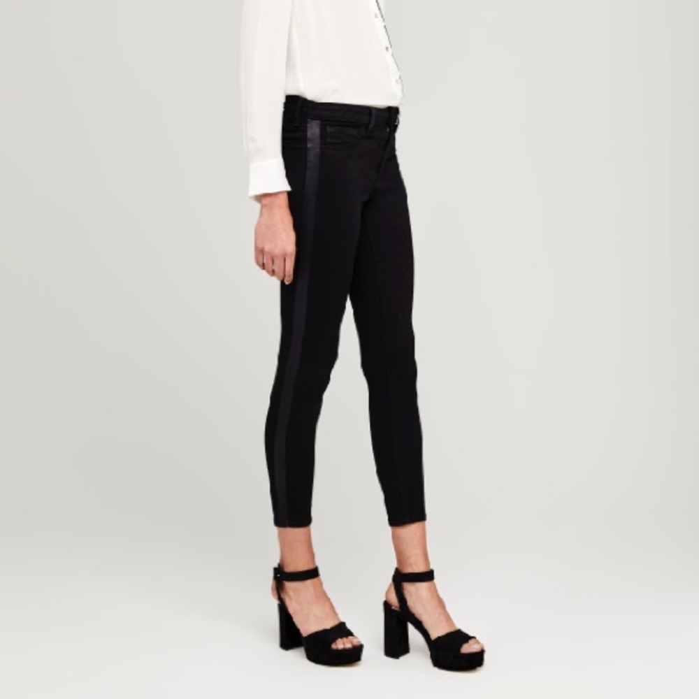L’Agence NWT Margot Tuxedo Stripe Skinny Jean Noir